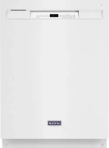 Front. Maytag - 24" Front Control Built-In Dishwasher with Stainless Steel Tub, Dual Power Filtration, 50 dBA - White.