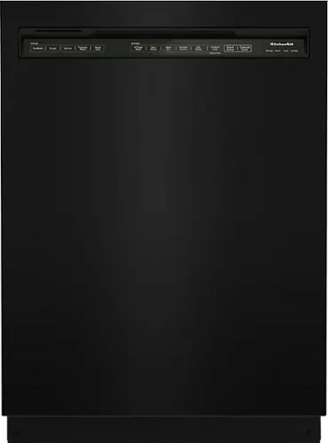 Front. KitchenAid - 24" Front Control Built-In Dishwasher with Stainless Steel Tub, ProWash Cycle, 3rd Rack, 39 dBA - Black.
