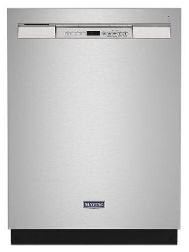 "Maytag - 24"" Front Control Built-In Dishwasher with Stainless Steel Tub, Dual Power Filtration, 50 dBA - Stainless Steel"