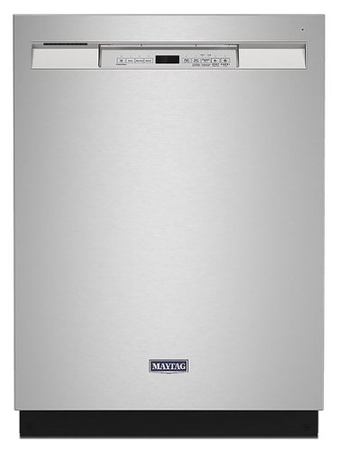 "Maytag - 24"" Front Control Built-In Stainless Steel Tub Dishwasher with Dual Power Filtration and 50 dBA - Stainless Steel"