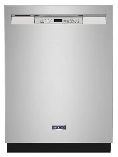 Front. Maytag - 24" Front Control Built-In Dishwasher with Stainless Steel Tub, Dual Power Filtration, 50 dBA - Stainless Steel.