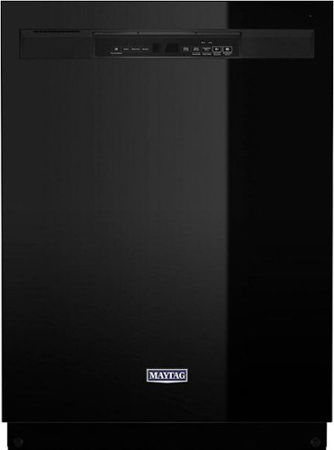 "Maytag - 24"" Front Control Built-In Dishwasher with Stainless Steel Tub, Dual Power Filtration, 50 dBA - Black"