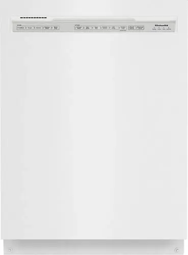 Front. KitchenAid - 24" Front Control Built-In Dishwasher with Stainless Steel Tub, ProWash Cycle, 3rd Rack, 39 dBA - White.