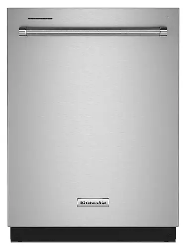Front. KitchenAid - 24" Top Control Built-In Dishwasher with Stainless Steel Tub, PrintShield Finish, 3rd Rack, 39 dBA - Stainless Steel.