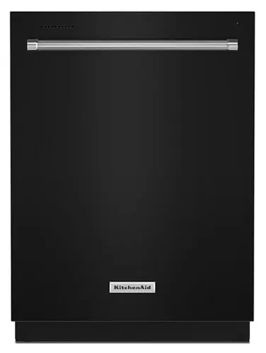 Front. KitchenAid - 24" Top Control Built-In Dishwasher with Stainless Steel Tub, ProWash Cycle, 3rd Rack, 39 dBA - Black.