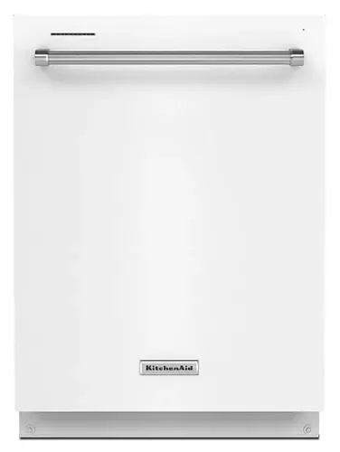 Front. KitchenAid - 24" Top Control Built-In Dishwasher with Stainless Steel Tub, ProWash Cycle, 3rd Rack, 39 dBA - White.
