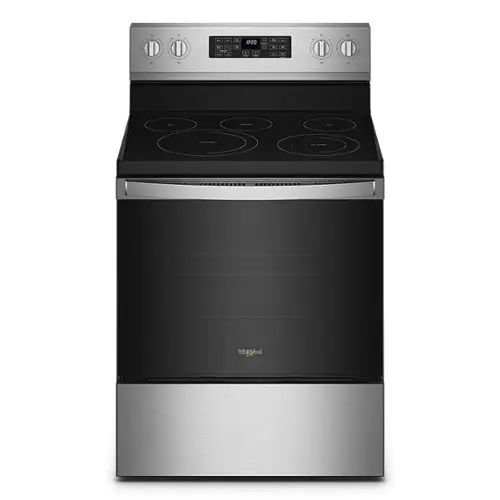Front. Whirlpool - 5.3 Cu. Ft. Freestanding Electric Convection Range with Air Fry - Fingerprint Resistant Stainless Steel.