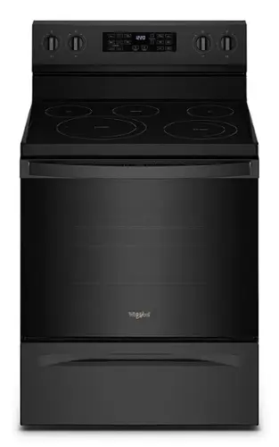 Front. Whirlpool - 5.3 Cu. Ft. Freestanding Electric Convection Range with Air Fry - Black.