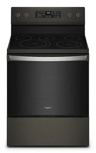 Front. Whirlpool - 5.3 Cu. Ft. Freestanding Electric Convection Range with Air Fry - Black Stainless.