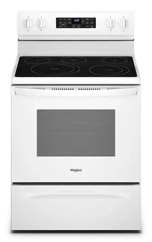 Front. Whirlpool - 5.3 Cu. Ft. Freestanding Electric Convection Range with Air Fry - White.