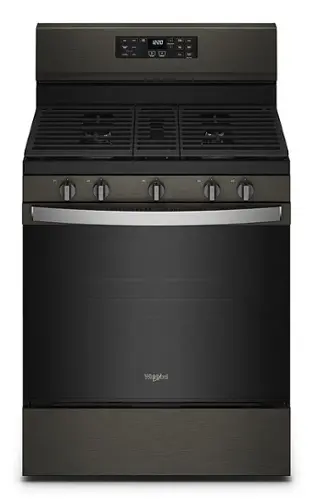 Front. Whirlpool - 5.0 Cu. Ft. Gas Burner Range with Air Fry for Frozen Foods - Black stainless steel.