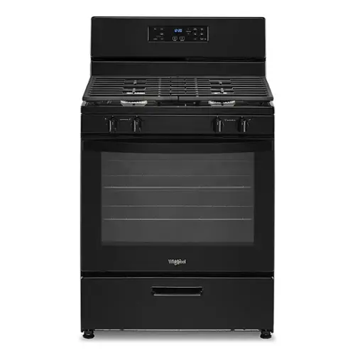Front. Whirlpool - 5.1 Cu. Ft. Freestanding Gas Range with Broiler Drawer - Black.