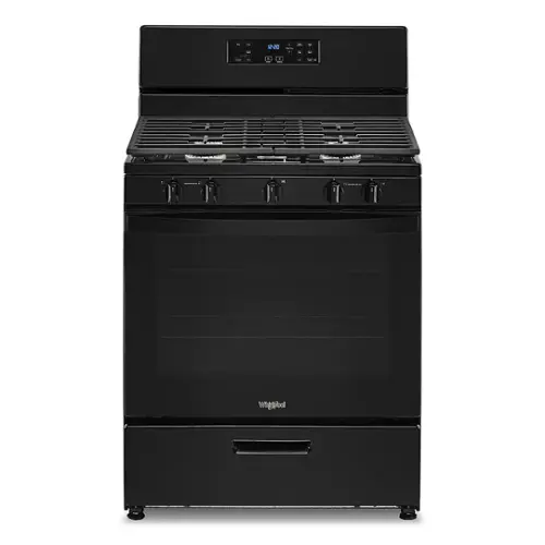 Front. Whirlpool - 5.1 Cu. Ft. Freestanding Gas Range with Edge to Edge Cooktop - Black.