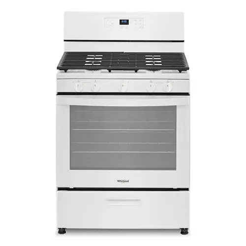 Front. Whirlpool - 5.1 Cu. Ft. Freestanding Gas Range with Edge to Edge Cooktop - White.