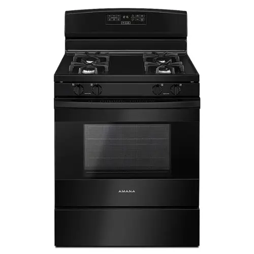 Front. Amana - 5.1 Cu. Ft. Freestanding Gas Range with Bake Assist Temps - Black.