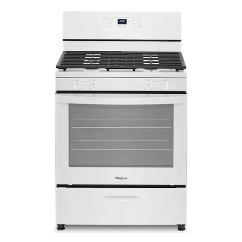 Front. Whirlpool - 5.1 Cu. Ft. Freestanding Gas Range with Broiler Drawer - White.