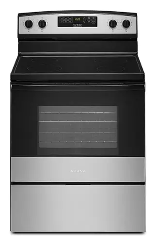 Front. Amana - 4.8 Cu. Ft. Freestanding Electric Range - Stainless Steel.