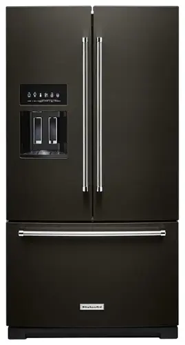 Front. KitchenAid - 27 Cu. Ft. French Door Refrigerator with External Water and Ice Dispenser - Black Stainless Steel.