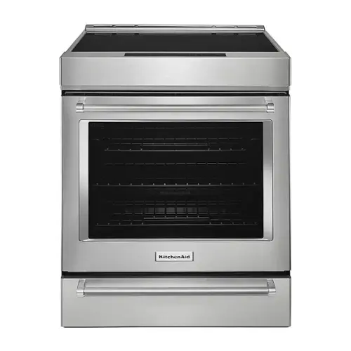 Front. KitchenAid - 6.4 Cu. Ft. Slide-In Electric Induction Convection Range with Air Fry - Stainless Steel.