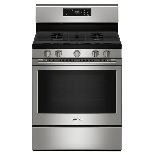 Front. Maytag - 5.0 Cu. Ft. Freestanding Gas Range with High Temp Self Clean - Fingerprint Resistant Stainless Steel.