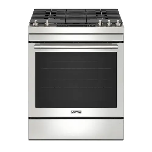Front. Maytag - 6.4 Cu. Ft. Freestanding Gas Range with Air Fry - Fingerprint Resistant Stainless Steel.