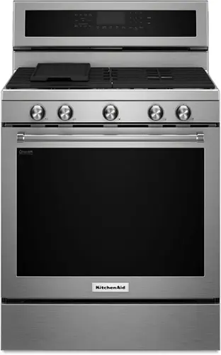 Front. KitchenAid - 5.8 Cu. Ft. Self-Cleaning Freestanding Gas True Convection Range with Even-Heat - Stainless steel.