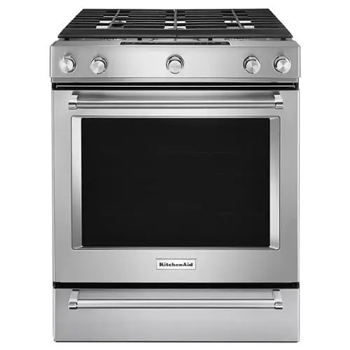 Front. KitchenAid - 6.5 Cu. Ft. Self-Cleaning Slide-In Gas Convection Range - Stainless steel.