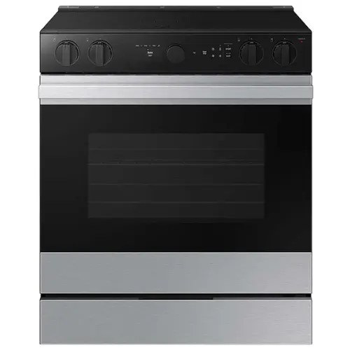 Front. Samsung - OPEN BOX Bespoke 6.3 Cu. Ft. Slide-In Electric Range with Air Sous Vide - Stainless Steel.