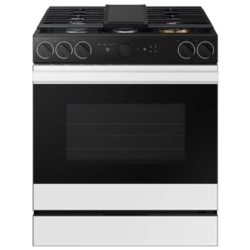 Samsung - OPEN BOX Bespoke 6.0 Cu. Ft. Slide-In Gas Range with Smart Oven Camera - White Glass-Front_Standard 
