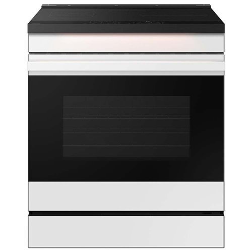 

Samsung - OPEN BOX Bespoke 6.3 Cu. Ft. Slide-In Electric Induction Range with Ambient Edge Lighting - White Glass