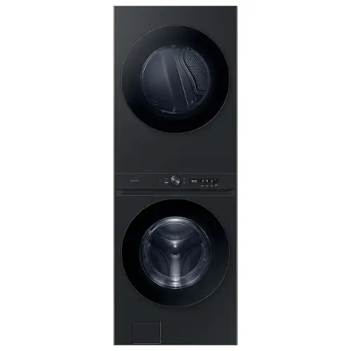 Front. Samsung - OPEN BOX 4.6 Cu. Ft. Washer with Flex Auto Dispense System and 7.6 Cu. Ft. Electric Dryer - Brushed Black.