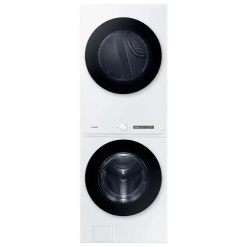 Front. Samsung - OPEN BOX 4.6 Cu. Ft. Washer with Steam Wash and 7.6 Cu. Ft. Gas Dryer - White.