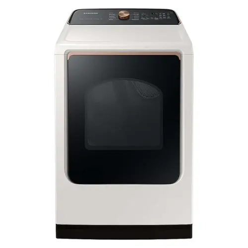 Front. Samsung - OPEN BOX 7.4 Cu. Ft. Smart Electric Dryer with Steam and Sensor Dry - Ivory.