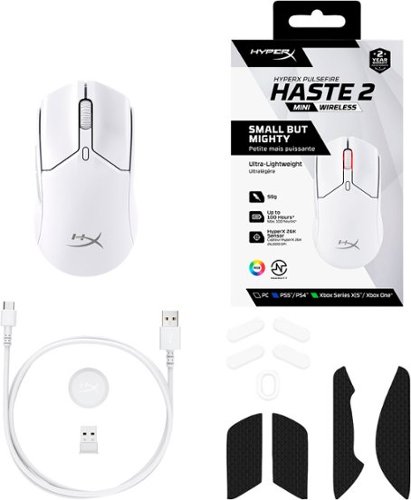 HyperX Pulsefire Haste 2 Mini Lightweight Wireless Optical Gaming Mouse - Wireless - White BUY IN UAE