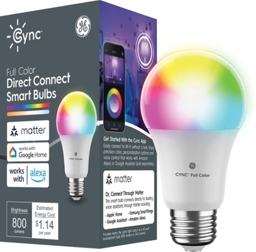 GE - Cync Direct Connect Matter Light Bulbs ( A19 LED Color Changing Light Bulbs) - Full Color