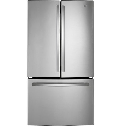 GE - 21.9 Cu. Ft. French Door Counter Depth Refrigerator with Internal Water Dispenser - Stainless Steel