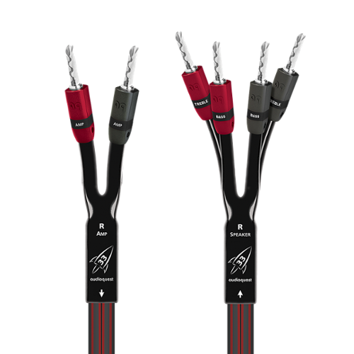 AudioQuest - 35FT Rocket 33 Pair PVC Single-BiWire Speaker Cable w/ SureGrip 300 Banana Connectors - Red/Black