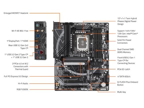 GIGABYTE Z790 EAGLE AX (Socket LGA 1700) Intel Z790 ATX DDR5 Wi-Fi 6E Motherboard - Black WHERE TO BUY