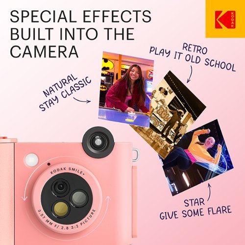 Kodak Smile+ Wireless 2x3 Digital Instant Print Camera with Effect Lenses & Zink Technology - Pink WORLDWIDE DELIVERY