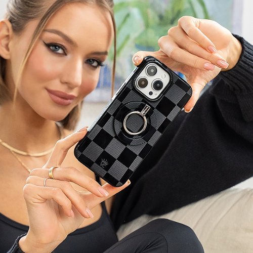 VELVET CAVIAR Checkered MagSafe iPhone 15 Pro Case - Noir Vibe SHOP ONLINE