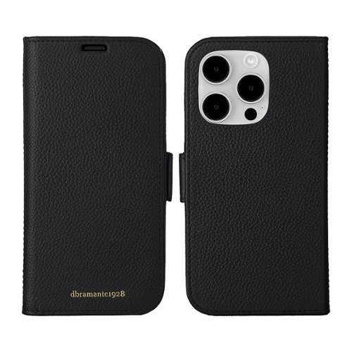 dbramante1928 New York Pebbled Leather Folio for Apple iPhone 15 Pro - Night Black GLOBAL SHIPPING
