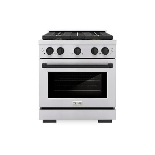 ZLINE - 30 in. 4.2 cu. ft.  Freestanding Gas Range with Gas Oven with Matte Black Accents - Stainless Steel