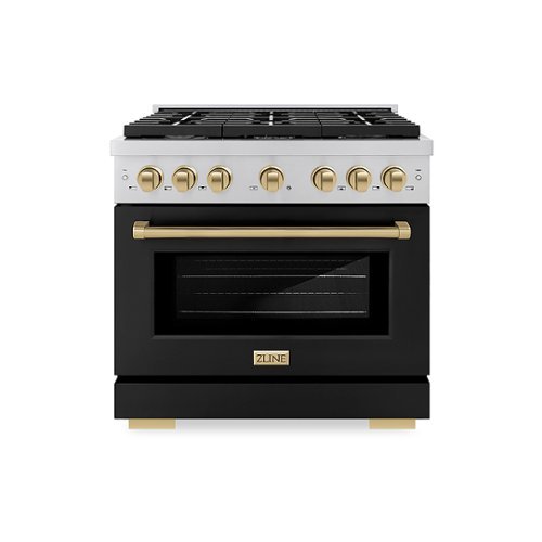 ZLINE 36 in. 5.2 cu. ft.  Freestanding  Gas Range with Gas Oven in Stainless Steel with Black Matte Door