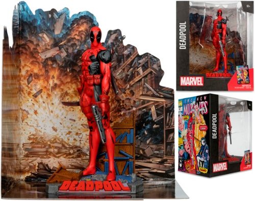 McFarlane Toys Marvel Deadpool 1:10th Scale 6.6 Posed Figure with Scene (The New Mutants #98) WORLDWIDE DELIVERY