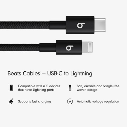 Beats 5' USB-C to Lightning Woven Cable - Bolt Black WORLDWIDE DELIVERY