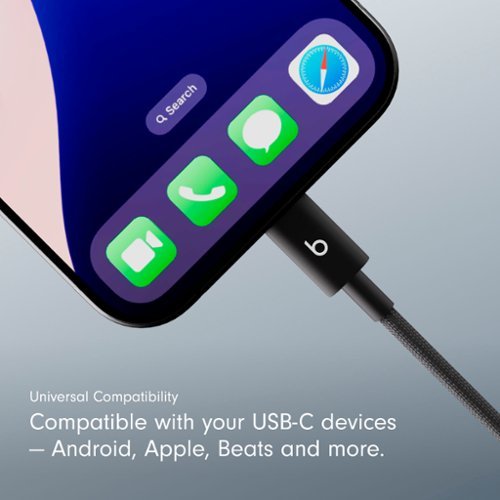 Beats 8 USB-C to USB-C Woven Short Cable - Bolt Black GLOBAL SHIPPING