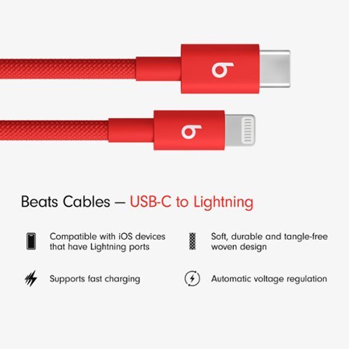 Beats 5' USB-C to Lightning Woven Cable - Rapid Red WORLDWIDE DELIVERY