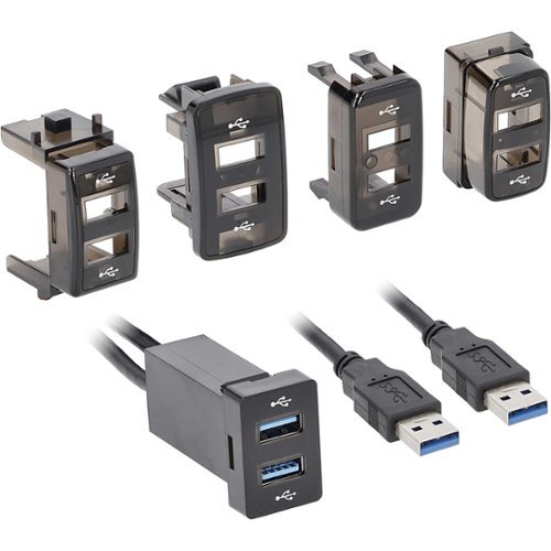 Install Bay - Dual 3' Female USB Type-A to Male USB Type-A Adapter - Black