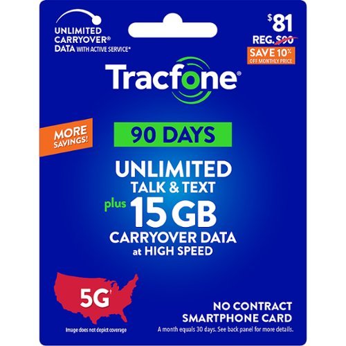 Tracfone - $81 Unlimited Talk & Text plus 15GB of Data 90-Day - Prepaid Plan [Digital]