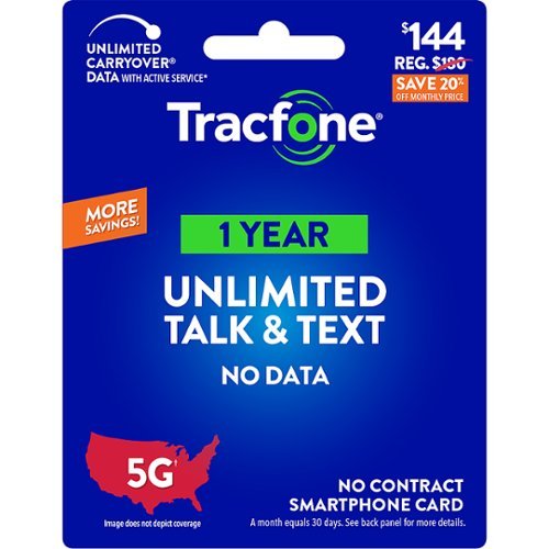 Tracfone - $144 Unlimited Talk & Text 365-Day - Prepaid Plan [Digital]